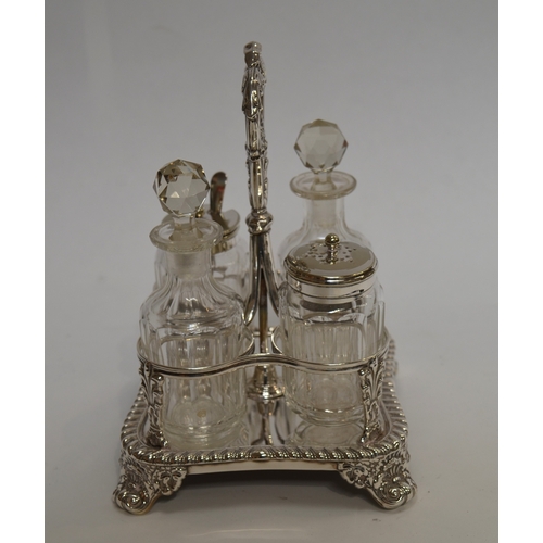 8003 - A George IV silver cruet stand Creswick & Co, Sheffield, 1830, 404g