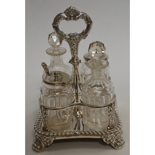 8003 - A George IV silver cruet stand Creswick & Co, Sheffield, 1830, 404g