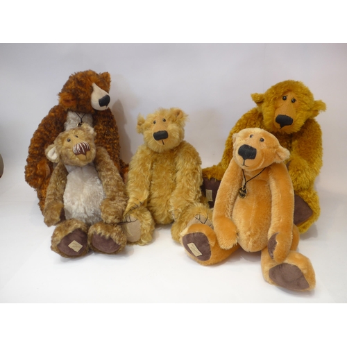 7086 - Five Dean's Rag Book Co. artist jointed teddy bears designed by Jill Baxter/Hussey (5, tallest 53cm)
