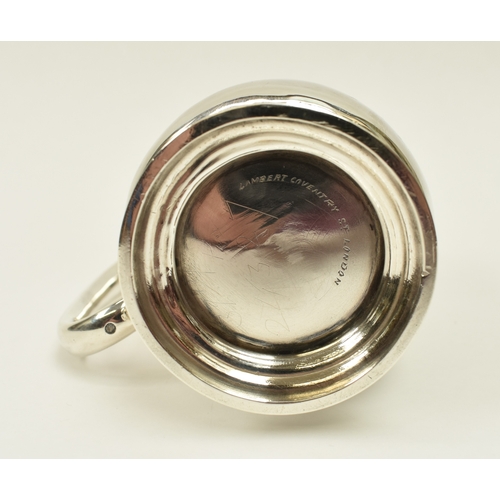 8021 - A Victorian Horace Woodward & Co silver christening mug with engraved bird and butterfly detail, vac... 