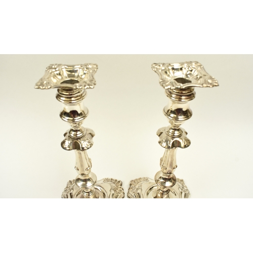 8002 - A pair of William Hutton & Sons Ltd large silver weighted based candlesticks of classic design, Lond... 