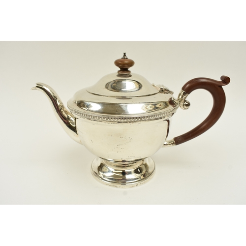 8034 - A Jay Richard Attenborough Co Ltd silver teapot with treen handle, Chester 1933, 446g