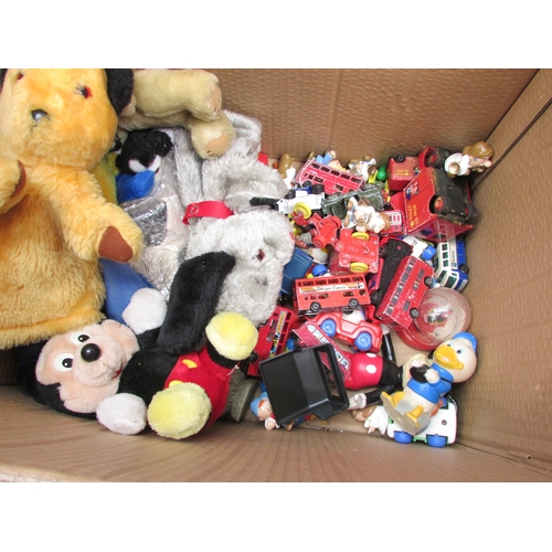 7046 - Collection of mixed toys to include Disney soft toys such as Mickey Mouse, and a quantity of diecast... 