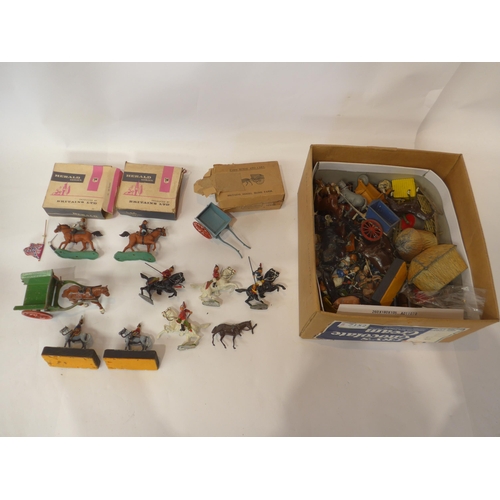 7152 - Collection of diecast metal farm related figures, mostly Britains, includes people, animals, buildin... 