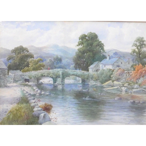 9001 - WILLIAM HENRY MANDER (1880-1922) A pair of framed and glazed watercolours - 'The Old Bridge near Bed... 
