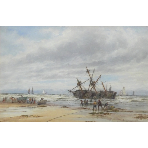 9004 - THOMAS BUSH HARDY (1842-1897) A framed and glazed watercolour of a ship wreck on the Dutch coast. Si... 