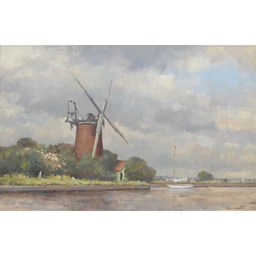 9008 - OWEN WATERS (1916-2004) A framed oil on board, Oby Mill and River Bure. Signed bottom right, details... 