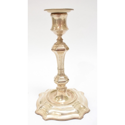 8010 - A pair of William Hutton & Sons Ltd London silver candlesticks. Weighted base, Marks worn, 19cm tall