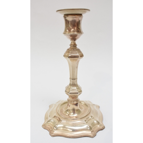 8010 - A pair of William Hutton & Sons Ltd London silver candlesticks. Weighted base, Marks worn, 19cm tall