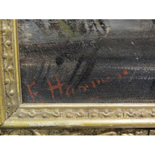 4017 - A Victorian oil on canvas depicting cows resting in a natural setting. Indistinctly signed lower lef... 
