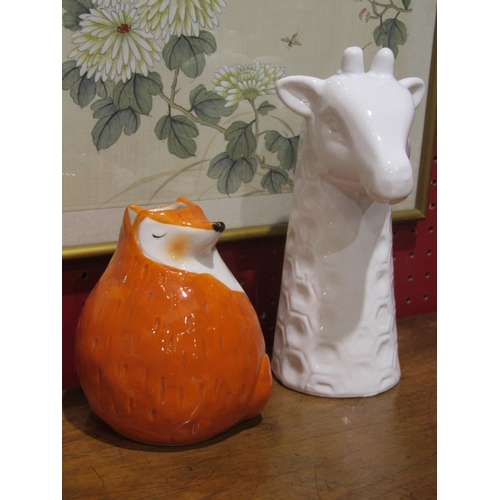 4021 - Five ceramic vases including Giraffe and Fox and another similar example (6)
