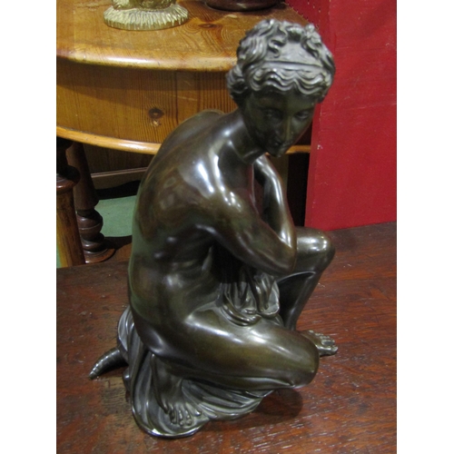 4059 - A bronze of seated nude lady on a tortoise, marked Cott to base and LH on tail of tortoise, 27cm tal... 