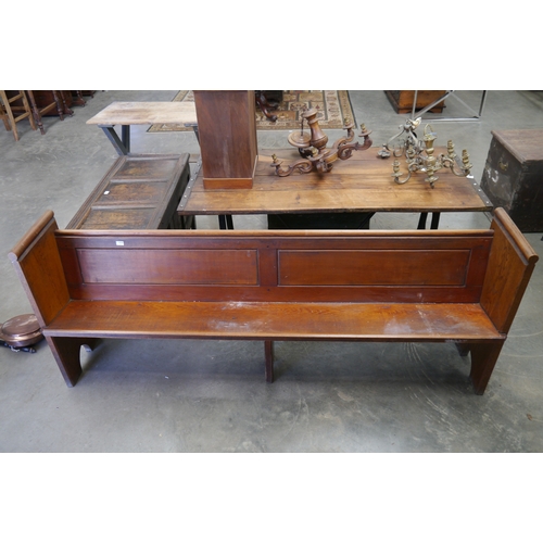 2013 - A pitch pine pew, 230cm long