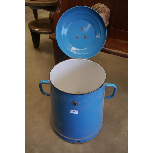 2007 - A blue enamel food storage pot