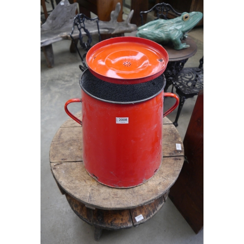 2008 - A red enamel food storage pot