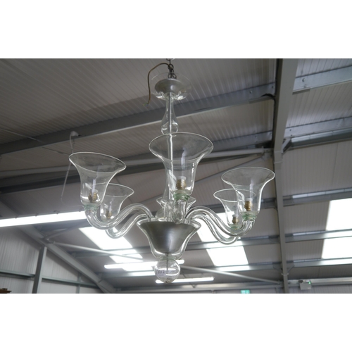 2012 - A Murano style glass six arm electrolier