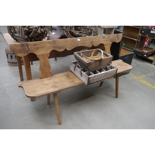 2053 - A rustic pine bench 160cm wide
