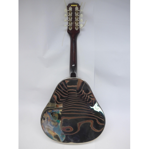 6055 - An Ashbury 8-string resonator mandolin with nickel plated brass body, 71cm length, cased