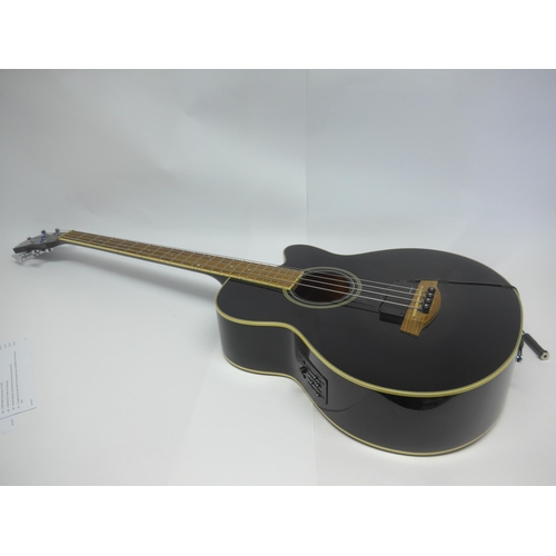 6011 - An Ibanez electro acoustic bass guitar model AEB7E-BK-2Y-01, serial no.GZ098E079442, fitted with Lac... 
