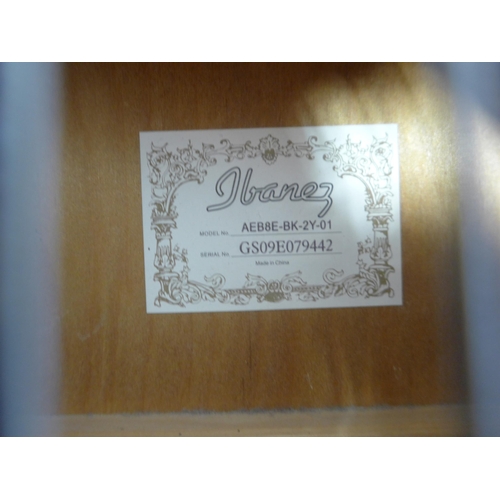 6011 - An Ibanez electro acoustic bass guitar model AEB7E-BK-2Y-01, serial no.GZ098E079442, fitted with Lac... 