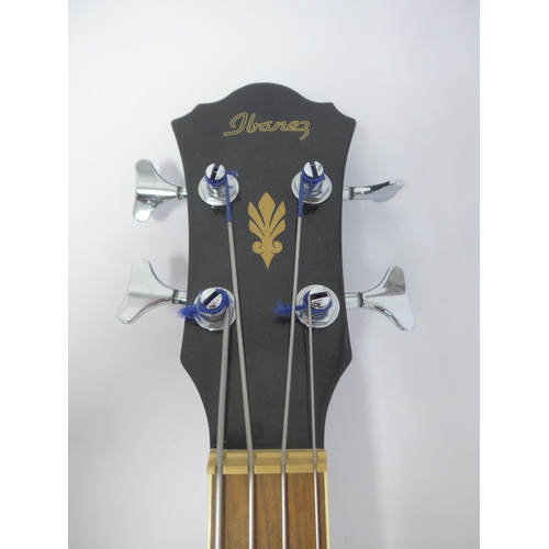 6011 - An Ibanez electro acoustic bass guitar model AEB7E-BK-2Y-01, serial no.GZ098E079442, fitted with Lac... 