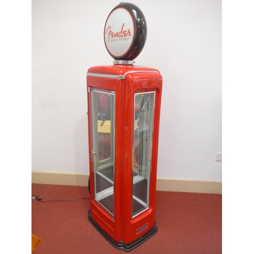 6002 - A Fender Roadside Relics guitar display case modelled as an American petrol pump with light up globe... 