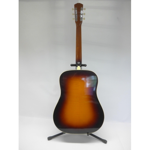 6023 - A 1960s AB Herman Carlson Levin model LM-26 acoustic guitar in sunburst finish, made in Sweden, with... 