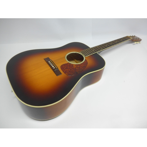6023 - A 1960s AB Herman Carlson Levin model LM-26 acoustic guitar in sunburst finish, made in Sweden, with... 