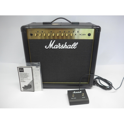 6081 - A Marshall MG50FX guitar combo amplifier and PEDL-90010 foot switch (2)