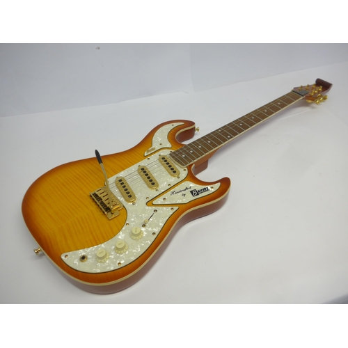 6005 - A Burns Shadow Club Series electric guitar in sunburst finish with pearloid three-section pickguard,... 