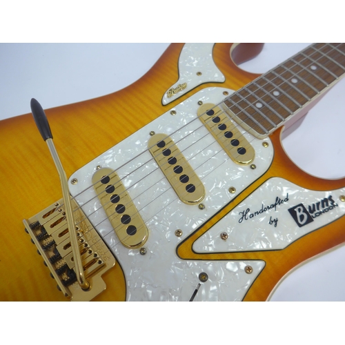 6005 - A Burns Shadow Club Series electric guitar in sunburst finish with pearloid three-section pickguard,... 