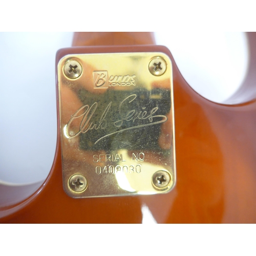 6005 - A Burns Shadow Club Series electric guitar in sunburst finish with pearloid three-section pickguard,... 