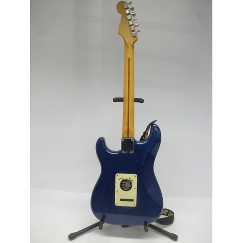 6017 - A 2007 Fender Standard Stratocaster in metallic blue finish, maple fretboard, made in Mexico (MIM), ... 