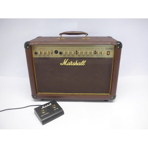 6099 - A Marshall model AS50D acoustic combo amplifier, with Marshall footswitch