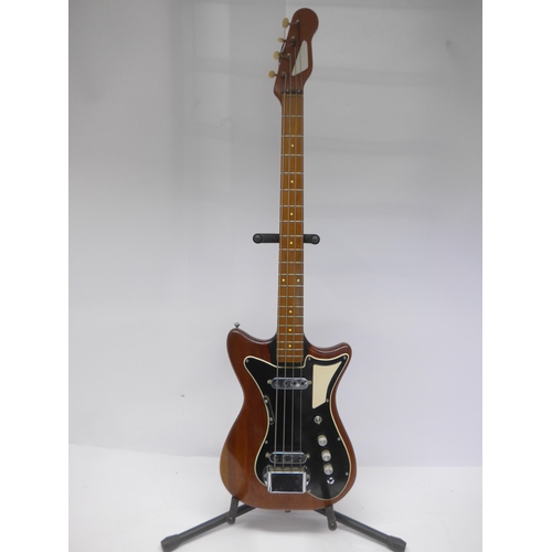 6035 - An early 1960s Burns Sonic electric bass guitar in natural mahogany finish, fitted with two Burns Tr... 