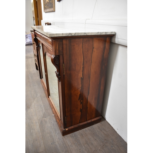 4043 - A 19th Century rosewood marble top chiffonier with mirrored doors, 91cm tall x 115cm wide x 49.5cm d... 