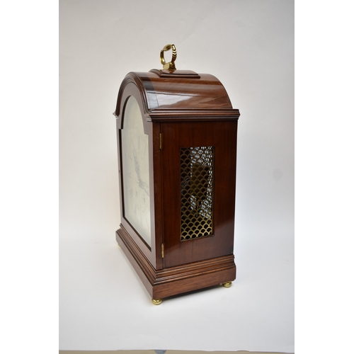 4056 - A 20th Century bracket clock with engraved silvered dial, two train movement.  The dial inscribed Ha... 