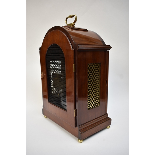 4056 - A 20th Century bracket clock with engraved silvered dial, two train movement.  The dial inscribed Ha... 