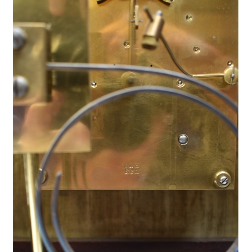 4056 - A 20th Century bracket clock with engraved silvered dial, two train movement.  The dial inscribed Ha... 