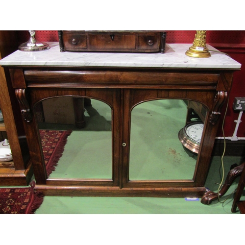 4043 - A 19th Century rosewood marble top chiffonier with mirrored doors, 91cm tall x 115cm wide x 49.5cm d... 