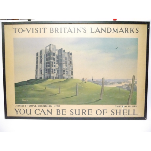 9208 - Tristram Hillier: 'Jezreel's Temple, Gillingham, Kent', original colour lithograph poster, 1936, iss... 
