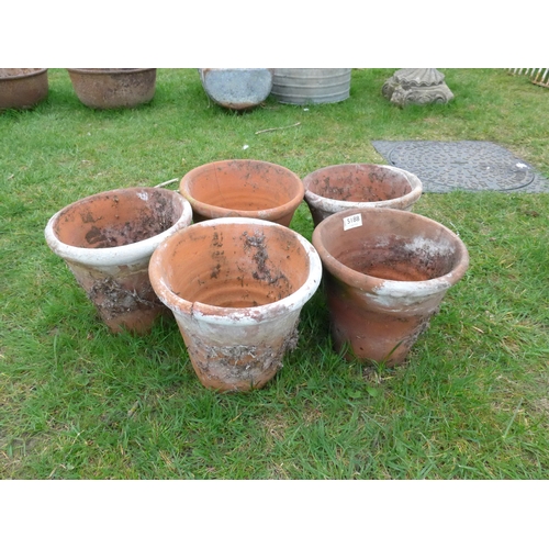 8015 - Five terracotta pots, 24cm diameter