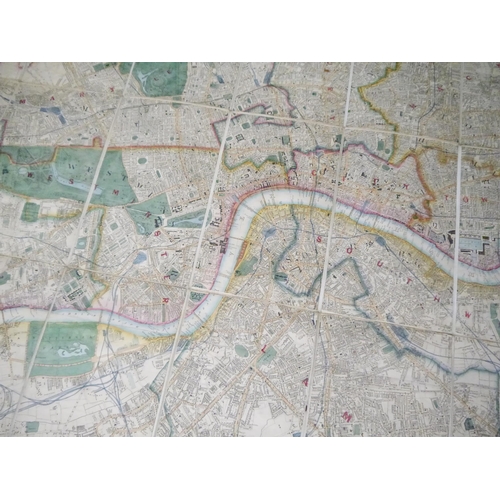 9010 - James Wyld: 'London and Its Environs', engraved hand coloured folding map, c.1850, dissected and bac... 