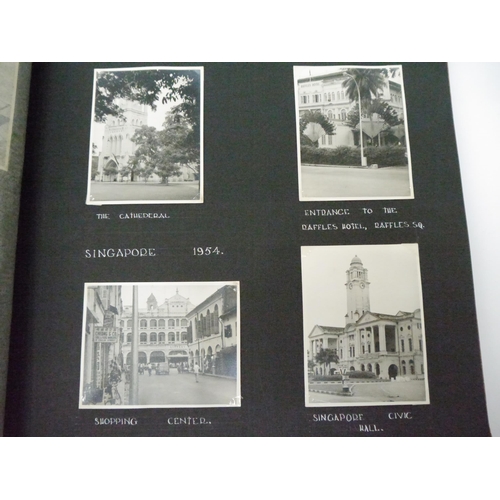9042 - (Korean War, Royal Engineers.) A 1950's Crocodile skin photograph album containing approx. 220 snaps... 