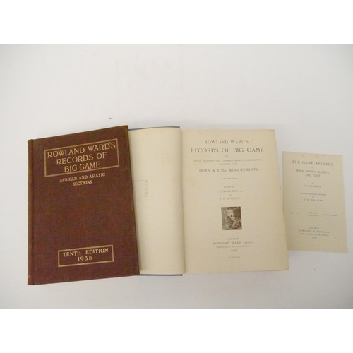 9085 - Rowland Ward: 'Records Of Big Game. With Their Distribution, Characteristics, Dimensions, Weights An... 
