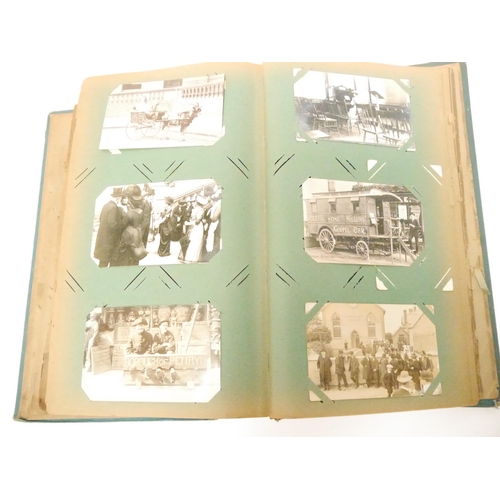 9102 - A large early 20th Century postcard album containing a good quantity (approx. 254) of interesting po... 