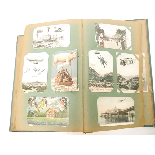 9102 - A large early 20th Century postcard album containing a good quantity (approx. 254) of interesting po... 