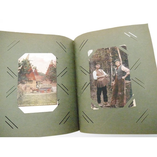 9105 - A postcard album containing approximately 125 hop picking related postcards, mainly pre-1920, includ... 