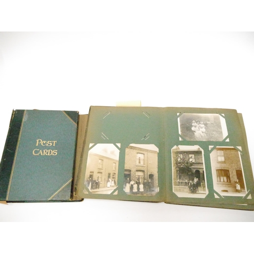 9107 - An early 20th Century postcard album containing 100+ postcards various UK residential street scenes,... 