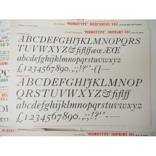 9222 - (Typography.) Monotype Type Specimen Cards. 205 large folio Monotype type specimen sheets printed in... 